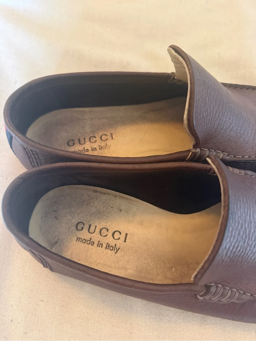 Gucci Men's Brown Leather Slip-On Loafers